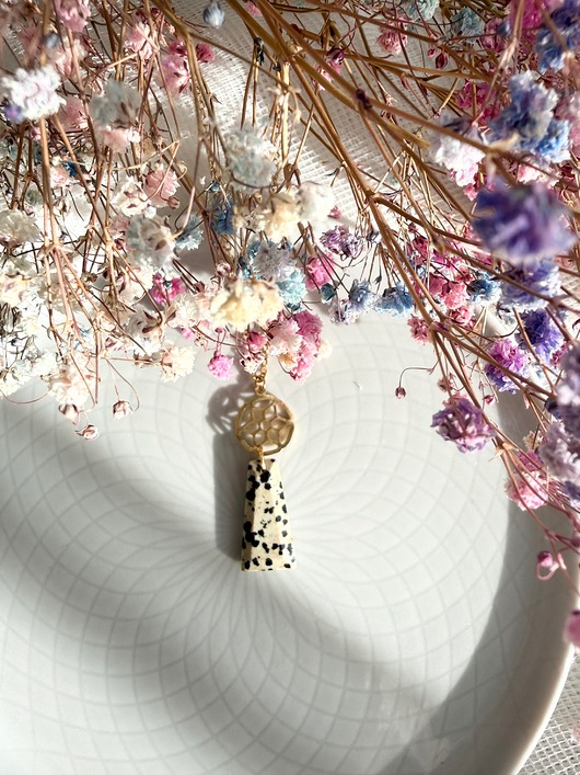 wisiory Naszyjnik  jaspis dalmatyńczyk - amulet radości i równowagi