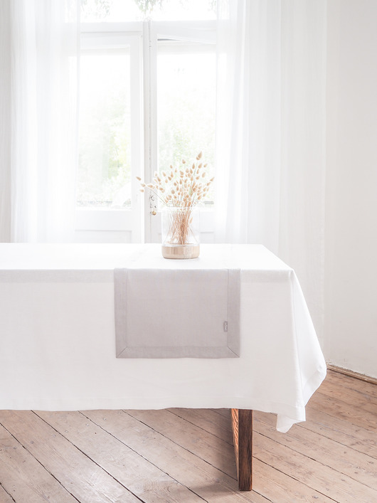 obrusy i serwetki Lniany Bieżnik Heavy Linen LIGHT GRAY