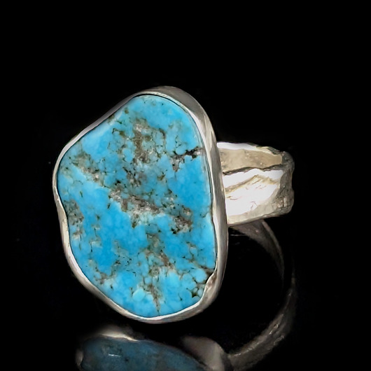 pierścionki srebrne Pierścionek surowy z turkusem
