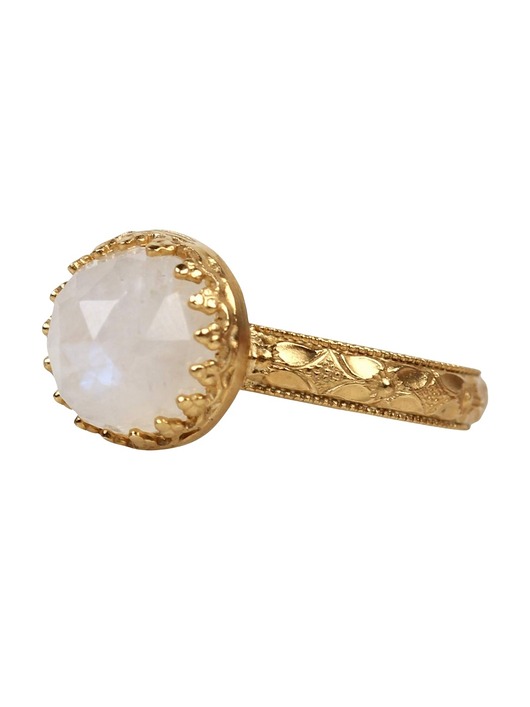 pierścionki złote Złoty pierścionek Princess z kamieniem księżycowym w stylu Vintage