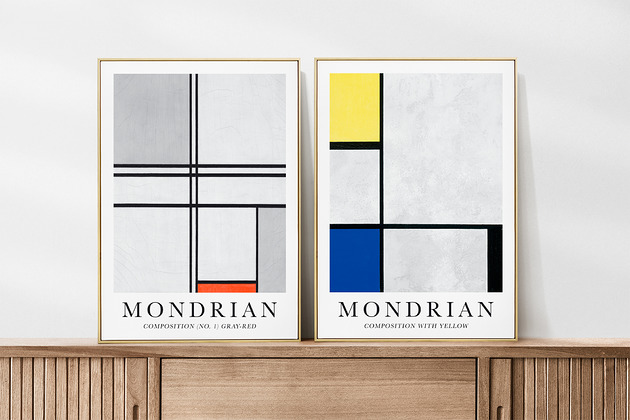 plakaty Mondrian v2 - zestaw 2 plakatów