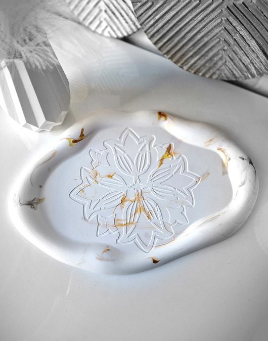 Podstawki pod kadzidełka Taca chmurka No 1 marble - gold