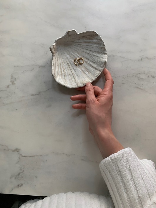 pojemniki na biżuterię Podstawka na Biżuterię Palo Santo Ceramiczna Muszelka Muszla Babie Lato