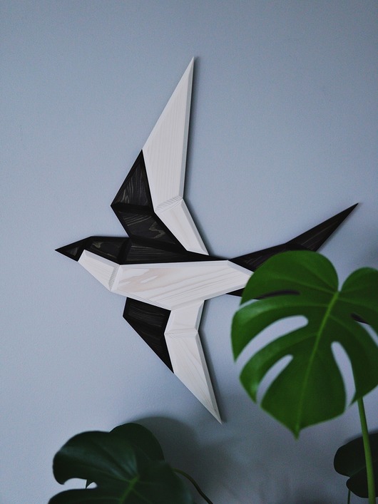 Ozdoby na ścianę Drewniana jaskółka na ścianę