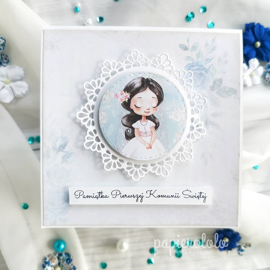 kartki scrapbooking Kartka komunijna - kolekcja Niebiesko mi