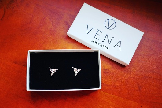 Delikatne srebrne kolczyki kolibry VENA Jewellery