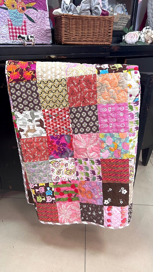 koce i narzuty Patchwork dziewczęcy różowo brązowy 120x215 cm