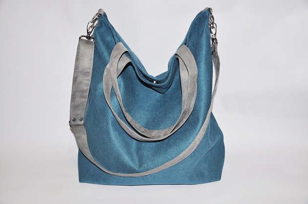 torby XXL Torba hobo XXL - turkus, szarość