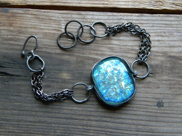 bransoletki wire wrapping Morski błękit    - bransoleta