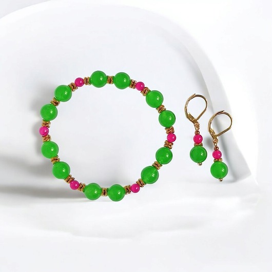 komplet biżuterii RAZEM TANIEJ! summer collection : bransoletka i kolczyki : jadeit III