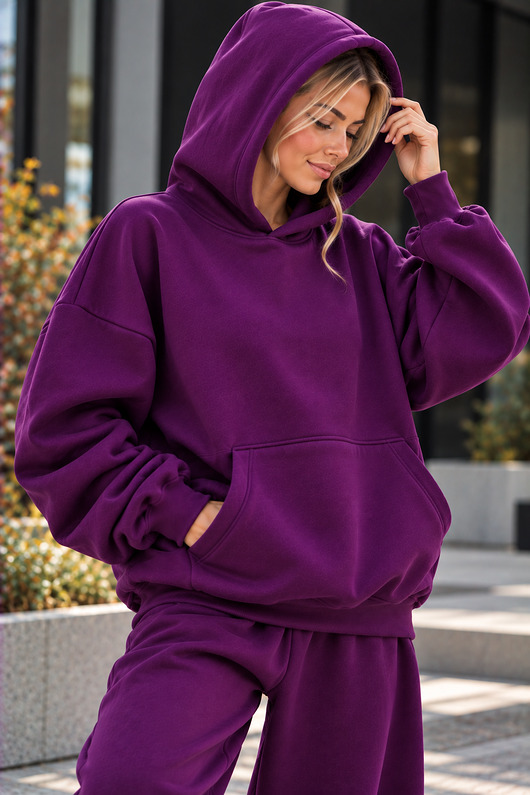bluza z kapturem damska Bluza Hoodie - Plum