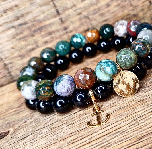 bransoletki z kamieni naturalnych Piękny komplet bransoletek