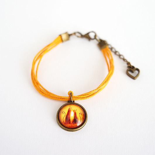 bransoletki na sznurku Bransoletka - Kotki - pomarańczowa, brąz
