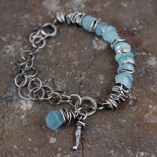 bransoletki srebrne Akwamaryn - bransoleta