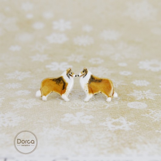 Lassie szkocki  collie-  ceramiczne kolczyki Dorca