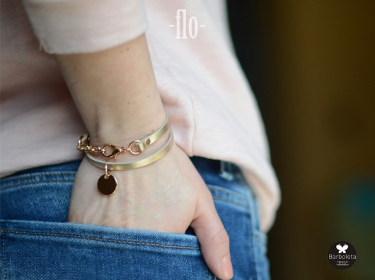flo gold & gold ring bransoletka skórzana barboleta