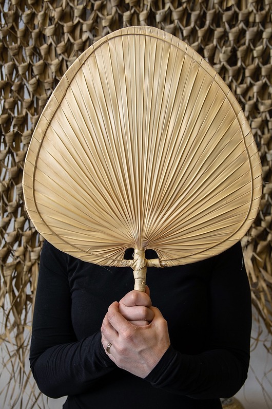 makramy Liść palmowy 70x56 boho na ścianę wachlarz