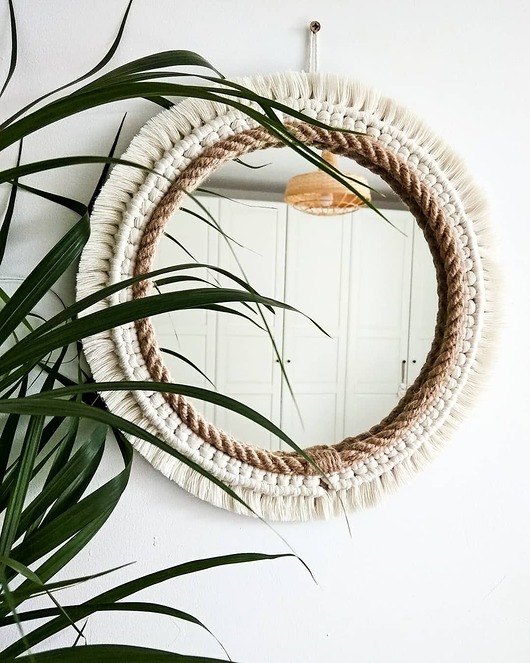 lustra stojące i wiszące Lustro makrama/juta 25 cm