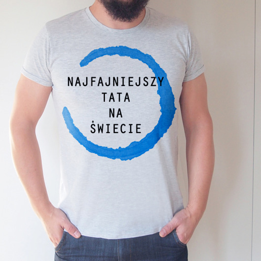 Najfajniejszy tata Męska podwinięta Szara ONE MUG A DAY