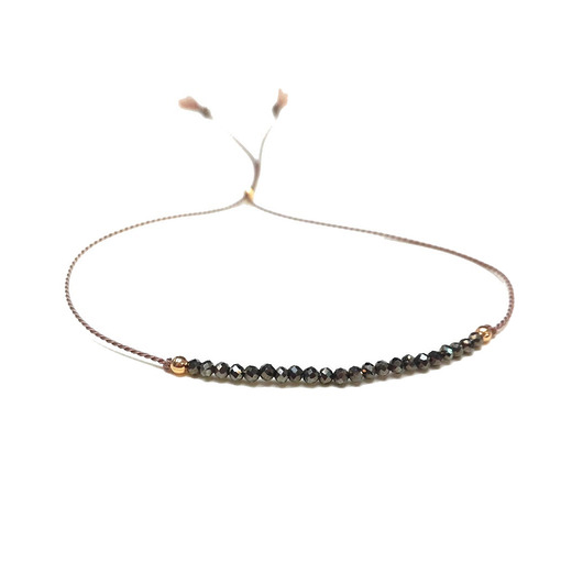 bransoletki z kamieni naturalnych Piryt - bransoletka na jedwabnej nitce
