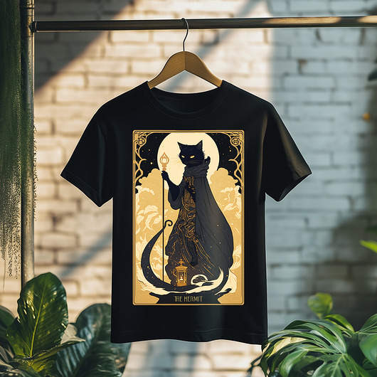 t-shirty męskie Koszulka - Kocia karta Tarota - Pustelnik, The Hermit #7