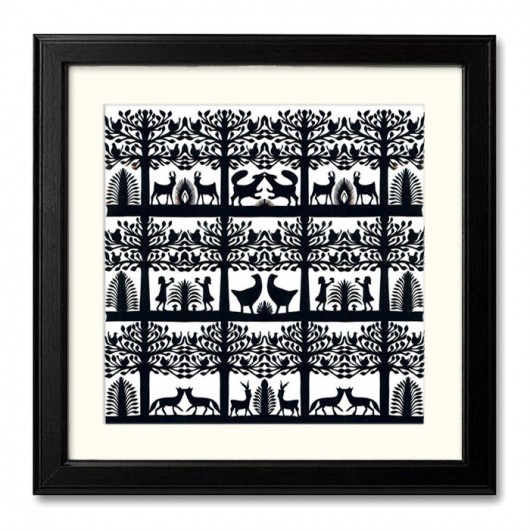 tu borowik a tam... dzik? (Kurpie Art Papercut) na ludowo