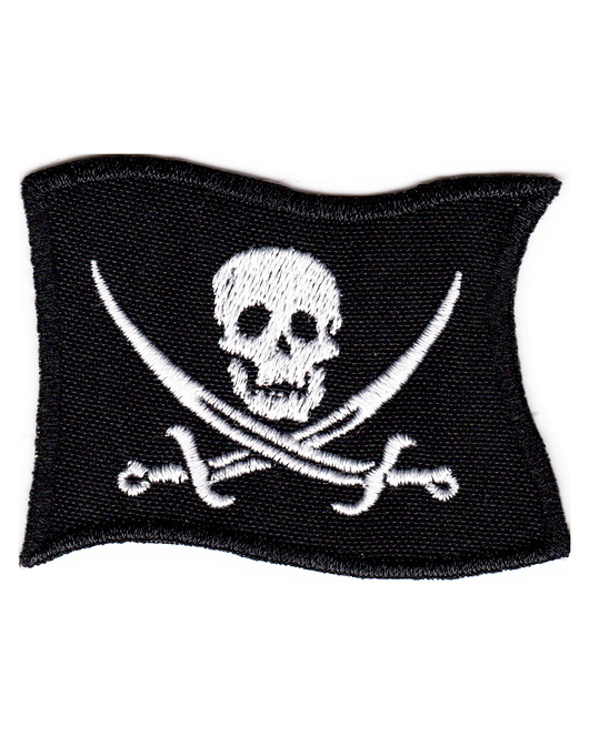 naszywki na ubrania Naszywka naprasowanka CZASZKA NA FLADZE termoprzylepna haft 6,6x5cm