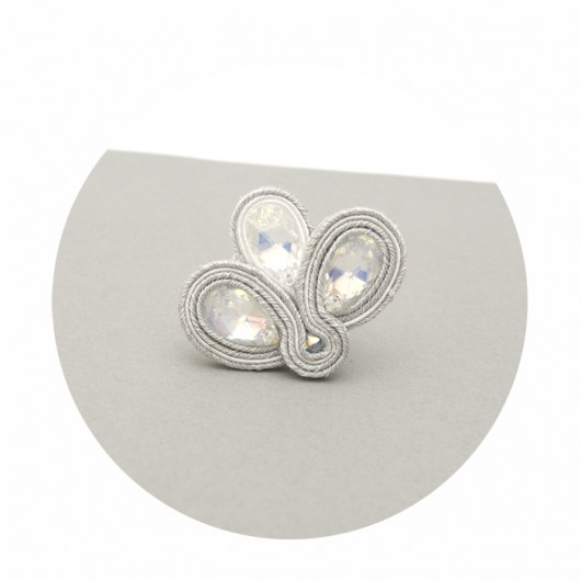 Pieścionek Soutache Biel i Srebro maanuela