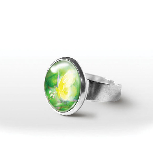 pierścionki srebrne Pierścionek - Żółty motyl