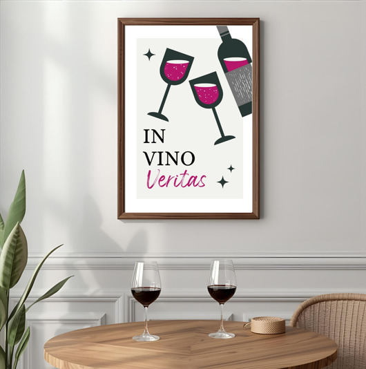 plakaty PLAKAT wino, in vino veritas,  ozdoba do kuchni, z winem