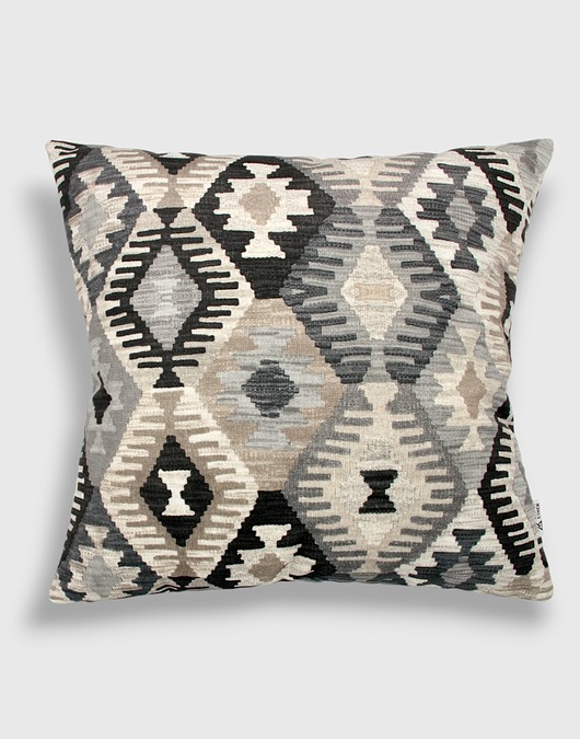 poduszki z grafiką Poduszka welurowa Aztek Boho 45x45 cm - szara