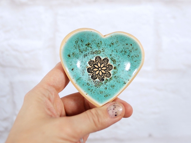 pojemniki na biżuterię Ceramiczna miseczka na biżuterię - boho