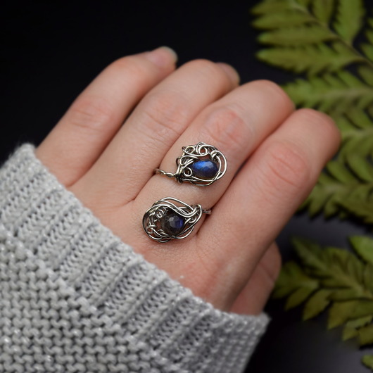 pierścionki - różne Pierścionek regulowany labradoryt wire wrapping