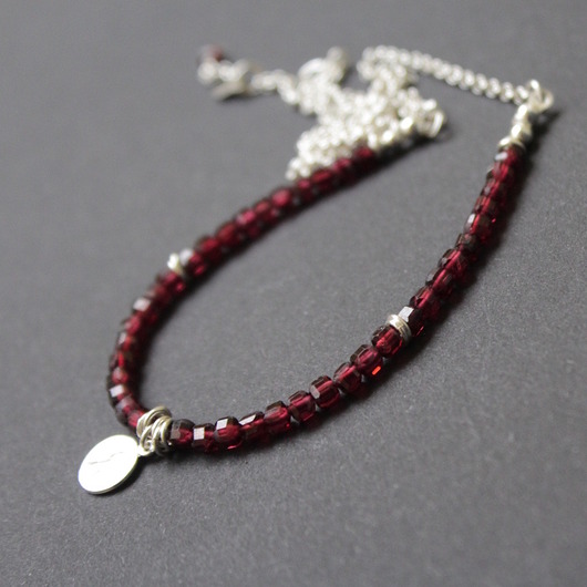 srebrne naszyjniki Naszyjnik Burgundowy