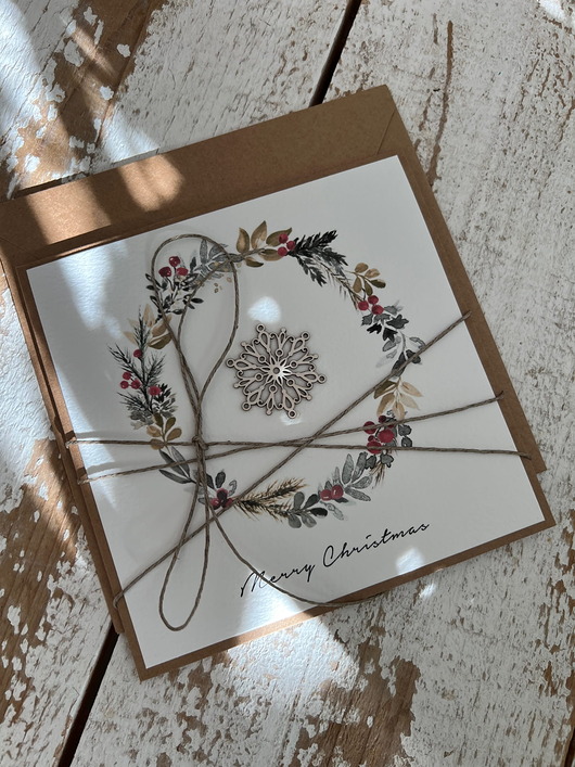 kartki świąteczne Stylowa ręcznie robiona kartka świąteczna Merry Christmas card