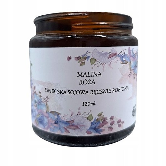 świeczniki i świece Świeczka Sojowa Ręcznie Robiona Malina Róża 120 ml