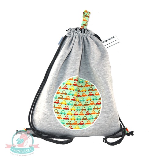 Dresbag- wodoodporny worko-plecak-Auta mięta craftKASIA
