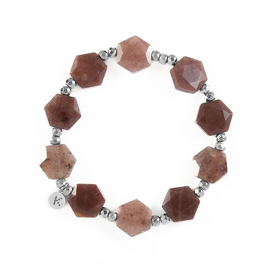 bransoletki z kamieni naturalnych Bransoletka z brązowego Awenturynu - Wersja Srebrna