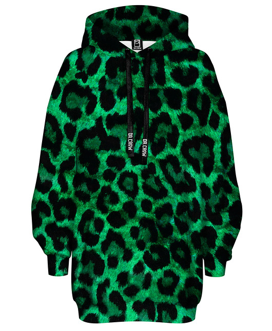 bluza z kapturem damska Bluza Oversize Tunika DR.CROW Green Panther