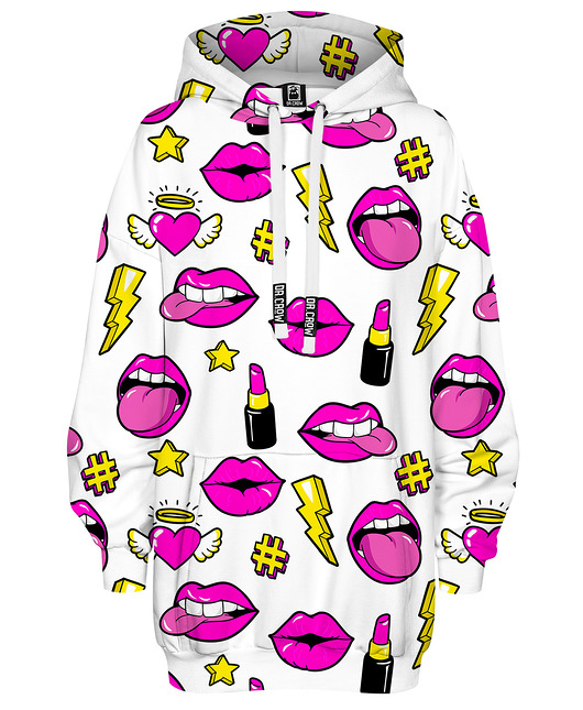 bluza z kapturem damska Bluza Oversize Tunika DR.CROW Fashion Lips