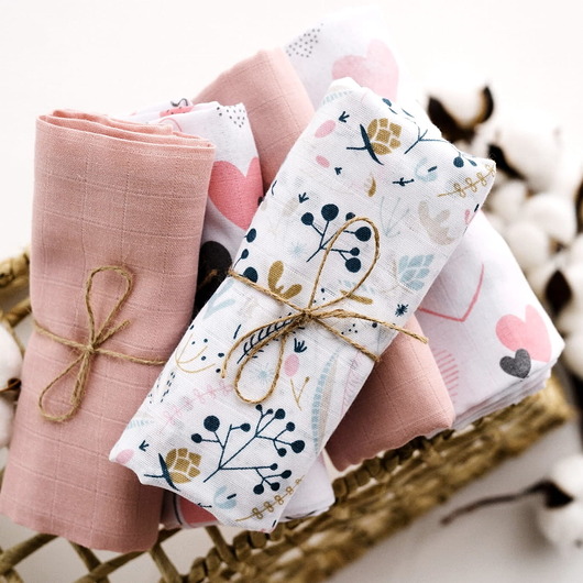 przewijaki i ręczniki dla dzieci Ulewajki pieluszki muślinowe 5-pak 39x39 cm PINK PASSION od BabyU