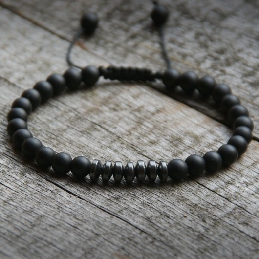 NEW! męska bransoletka :: black lava & hematite kaktusia