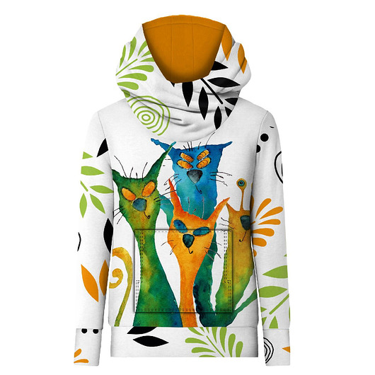 bluza z kapturem damska Bluza hydrofobowa UNISEX - ALIEN CATS