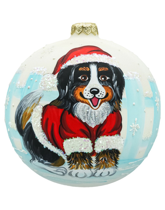 bombki Bombka okrągła: Piesek w stroju Mikołaja