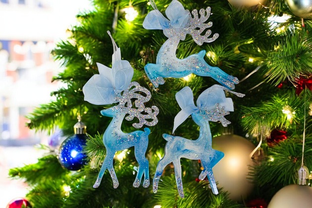 ozdoby choinkowe Renifery błękitno-srebrne