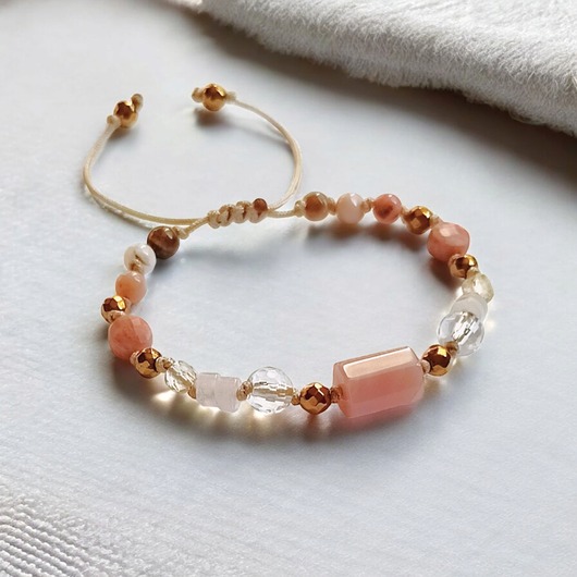 bransoletki z kamieni naturalnych RADOŚĆ ŻYCIA - amulet - k. słoneczny, opal, k.górski, cytryn, k. różowy