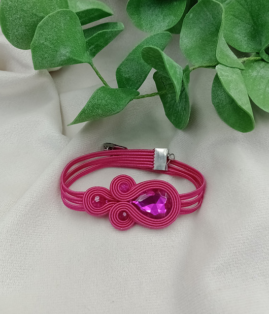 bransoletki soutache Bransoletka sutasz, różowa bransoletka, soutache, różowa