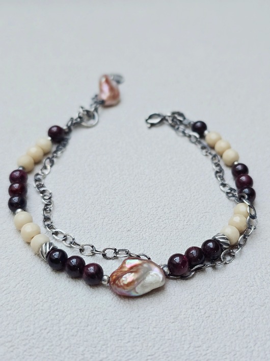 bransoletki srebrne Bransoletka Dwie Perły Srebro