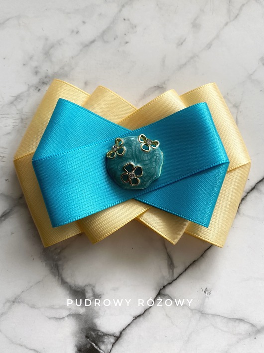 broszki Czekoladowo -błękitna  Brosza z kółeczkiem New