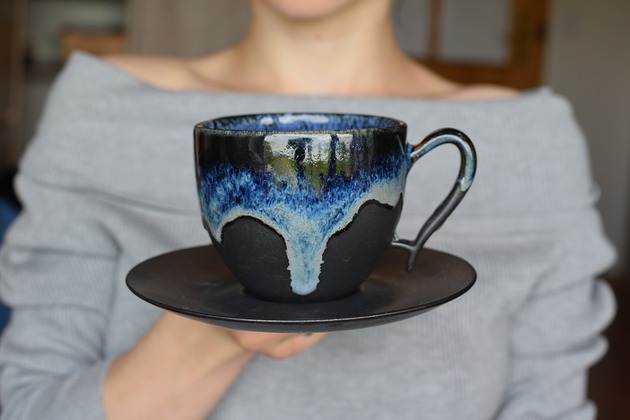 Filiżanka ceramiczna 270ml  Morska Czarny Mat Ceramika Ciepliki